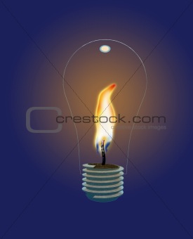 Glass Lightbulb with Flame