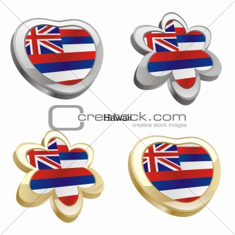 hawaii flag in heart and flower shape