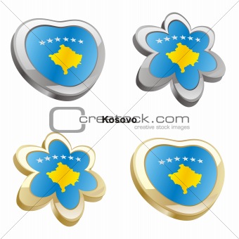 kosovo flag in heart and flower shape