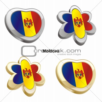 moldova flag in heart and flower shape