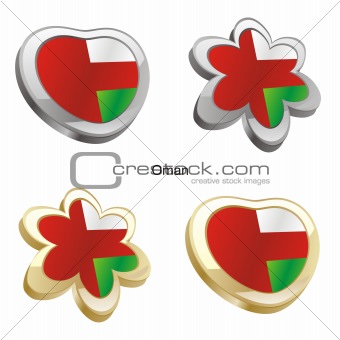oman flag in heart and flower shape