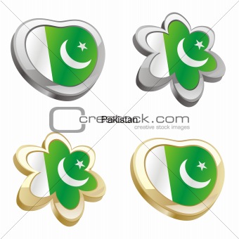 pakistan flag in heart and flower shape