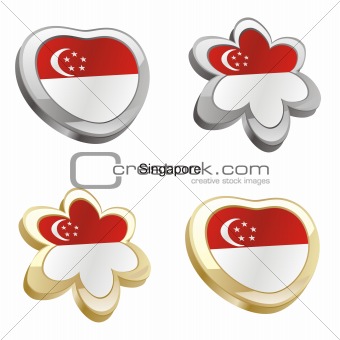 singapore flag in heart and flower shape
