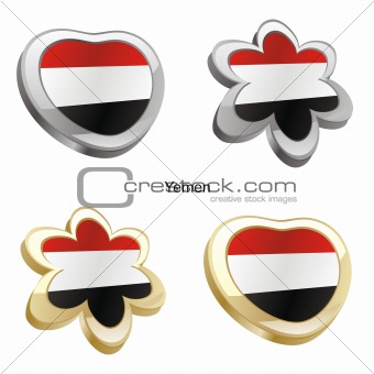 yemen flag in heart and flower shape