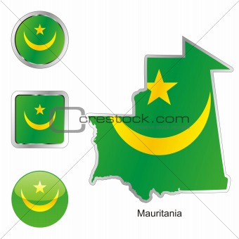 mauritania in map and web buttons shapes