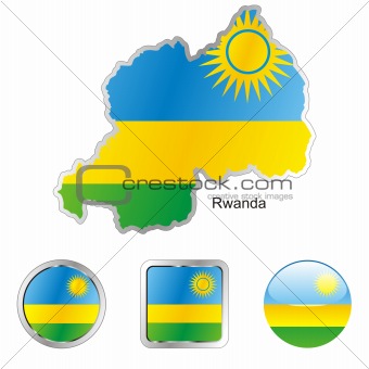 rwanda in map and internet buttons shape