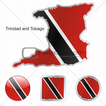 trinidad and tobago in map and web buttons shapes