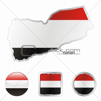 yemen in map and web buttons shapes
