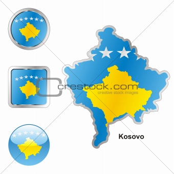 kosovo in map and web buttons shapes