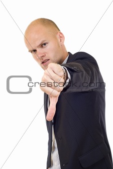 Young Businessman making his thumb down