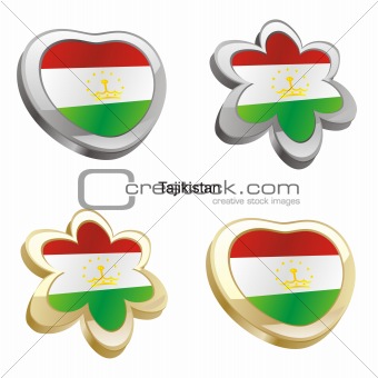 tajikistan flag in heart and flower shape