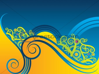 Curly color abstract shape design