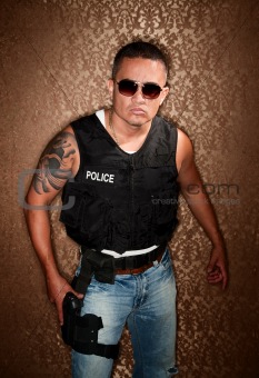Police Pfficer With Gun