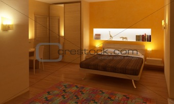 3d interior of bedroom