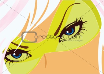 Blue eyes of the woman. Vector illustration