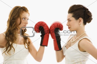 Brides with boxing gloves.