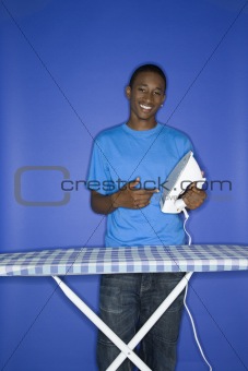 African-American teen boy with iron.