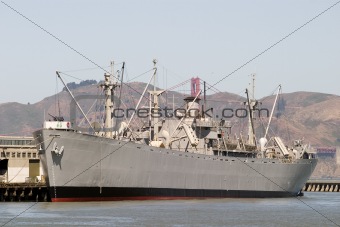 War ship dock in San Francisco from 45 degrees 