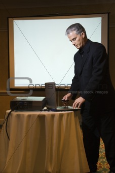 Businessman giving presentation.