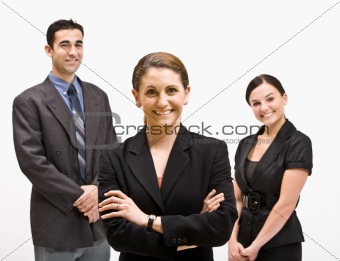 Smiling business people