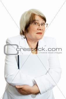 Adult businesswoman over white background
