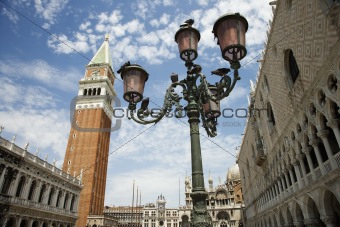 Street Lamp and Bell Tower at St Mark's Basilica
