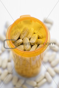 Open Pill Bottle with Tablets