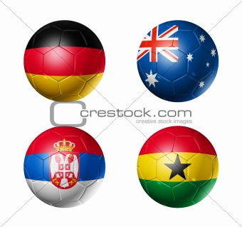 soccer world cup group D flags on soccer balls