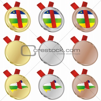central africa vector flag in medal shapes