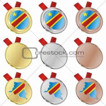 democratic congo vector flag in medal shapes