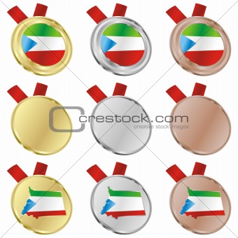 equatorial guinea vector flag in medal shapes