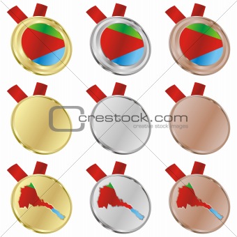eritrea vector flag in medal shapes