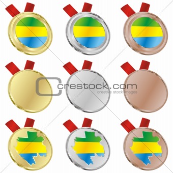 gabon vector flag in medal shapes
