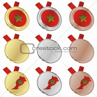 morocco vector flag in medal shapes