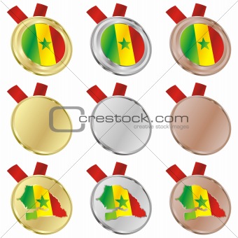senegal vector flag in medal shapes