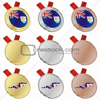 anguilla vector flag in medal shapes