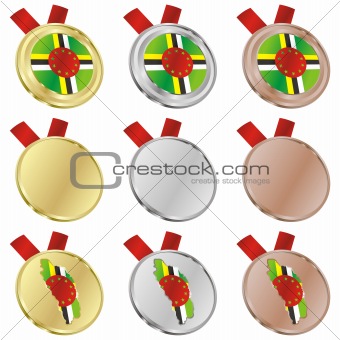 dominica vector flag in medal shapes