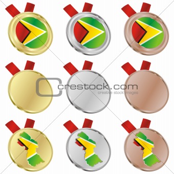 guyana vector flag in medal shapes