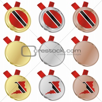 trinidad and tobago vector flag in medal shapes
