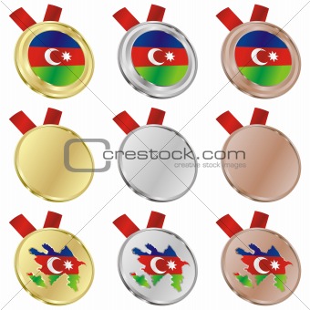 azerbaijan vector flag in medal shapes