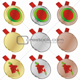 bangladesh vector flag in medal shapes