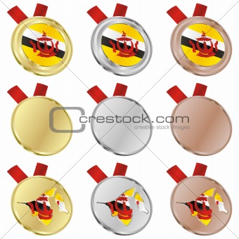 brunei vector flag in medal shapes