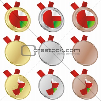 oman vector flag in medal shapes