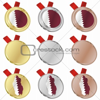 qatar vector flag in medal shapes