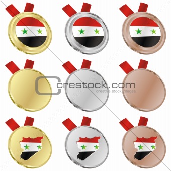 syria vector flag in medal shapes