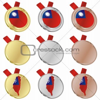 taiwan vector flag in medal shapes