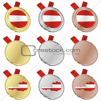 austria vector flag in medal shapes