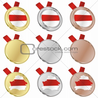 belarus vector flag in medal shapes
