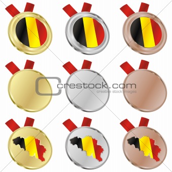 belgium vector flag in medal shapes