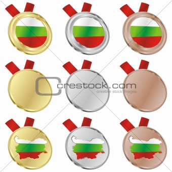 bulgaria vector flag in medal shapes